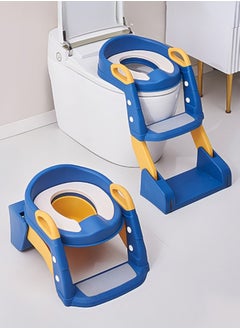 RENOVO RENOVO 3 In 1 Toilet Potty Seat For Kids Baby Potty Training  Step Ladder Potty Chair With Urinals Splash Guard Handle & Cushion Seat Blue  - Image 1