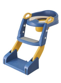 RENOVO RENOVO 3 In 1 Toilet Potty Seat For Kids Baby Potty Training  Step Ladder Potty Chair With Urinals Splash Guard Handle & Cushion Seat Blue  - Image 2