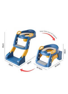 RENOVO RENOVO 3 In 1 Toilet Potty Seat For Kids Baby Potty Training  Step Ladder Potty Chair With Urinals Splash Guard Handle & Cushion Seat Blue  - Image 3