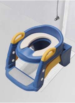 RENOVO RENOVO 3 In 1 Toilet Potty Seat For Kids Baby Potty Training  Step Ladder Potty Chair With Urinals Splash Guard Handle & Cushion Seat Blue  - Image 4
