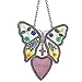 BANBERRY DESIGNS BANBERRY DESIGNS Sister Butterfly Suncatcher - Pressed Flowers Butterfly with Pink Sister Heart - Stained Glass Garden  - Image 2