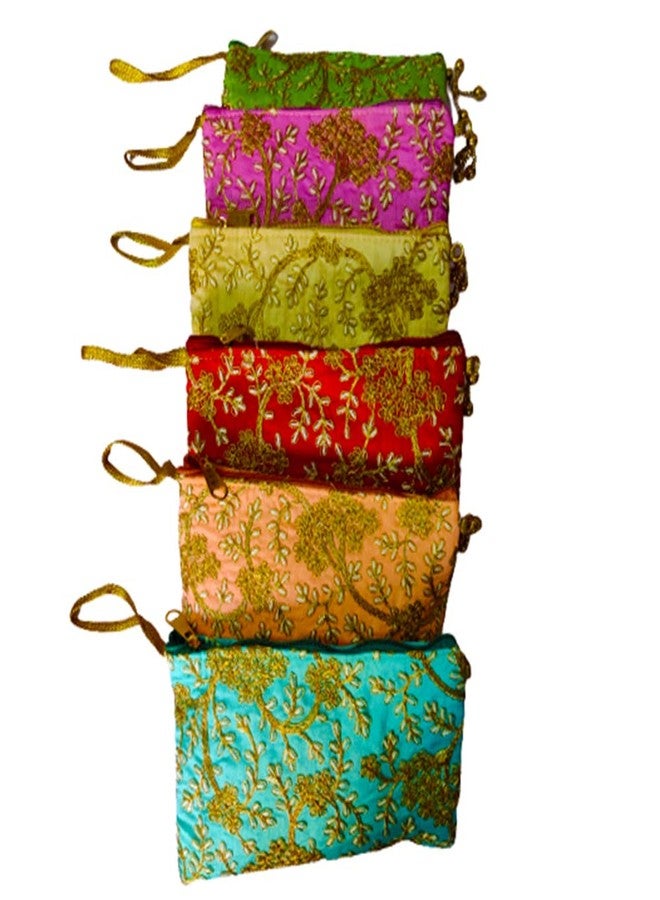 Avanti Creation Traditional Embroidered Purse for Women with Zipper, Return Gifts Purse Pack Of 7 - Image 1