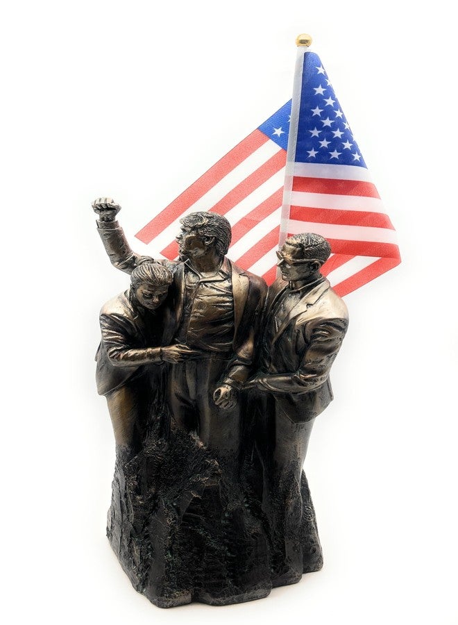 RUSTIX Trump Fight Fight Fight Statue - 15” Tall Bronze Resin Figurine with American Flag - Collectible Donald Trump Merchandise, Patriotic Decor for Office, Home, Gifts, Political Memorabilia - Image 2