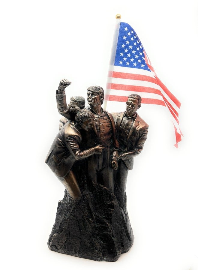 RUSTIX Trump Fight Fight Fight Statue - 15” Tall Bronze Resin Figurine with American Flag - Collectible Donald Trump Merchandise, Patriotic Decor for Office, Home, Gifts, Political Memorabilia - Image 1