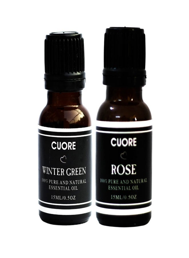Cuore 100% Organic and Natural Winter Green & Rose Essential Oil For all Skin Types Combo - Image 1