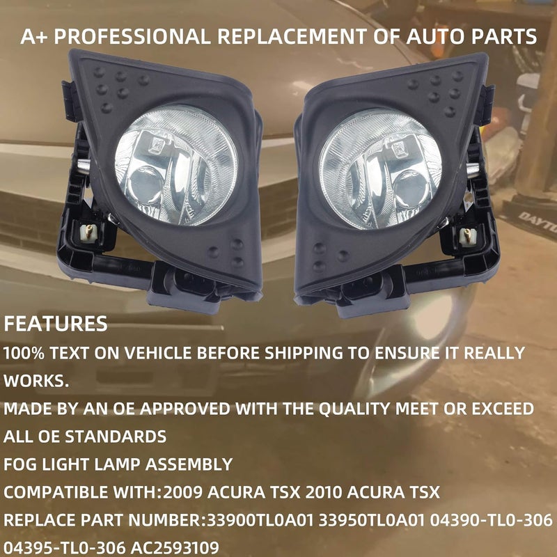 Dasbecan 2 Pack Fog Lights with Bulbs and Wiring Harness Kit for Honda Acura TSX 2009-2010 - Image 3