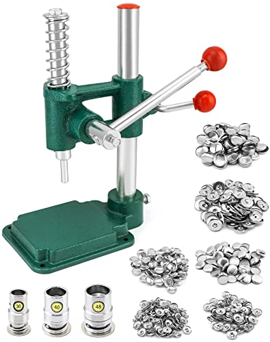 QWORK QWORK Button Maker Kit with 3 Sizes Die Sets and 300 Buttons 1116 1 1316 18 25 30mm Diameter Hand Fabric DIY Button Making Punch Cloth Button Cover Making Machine Tool 