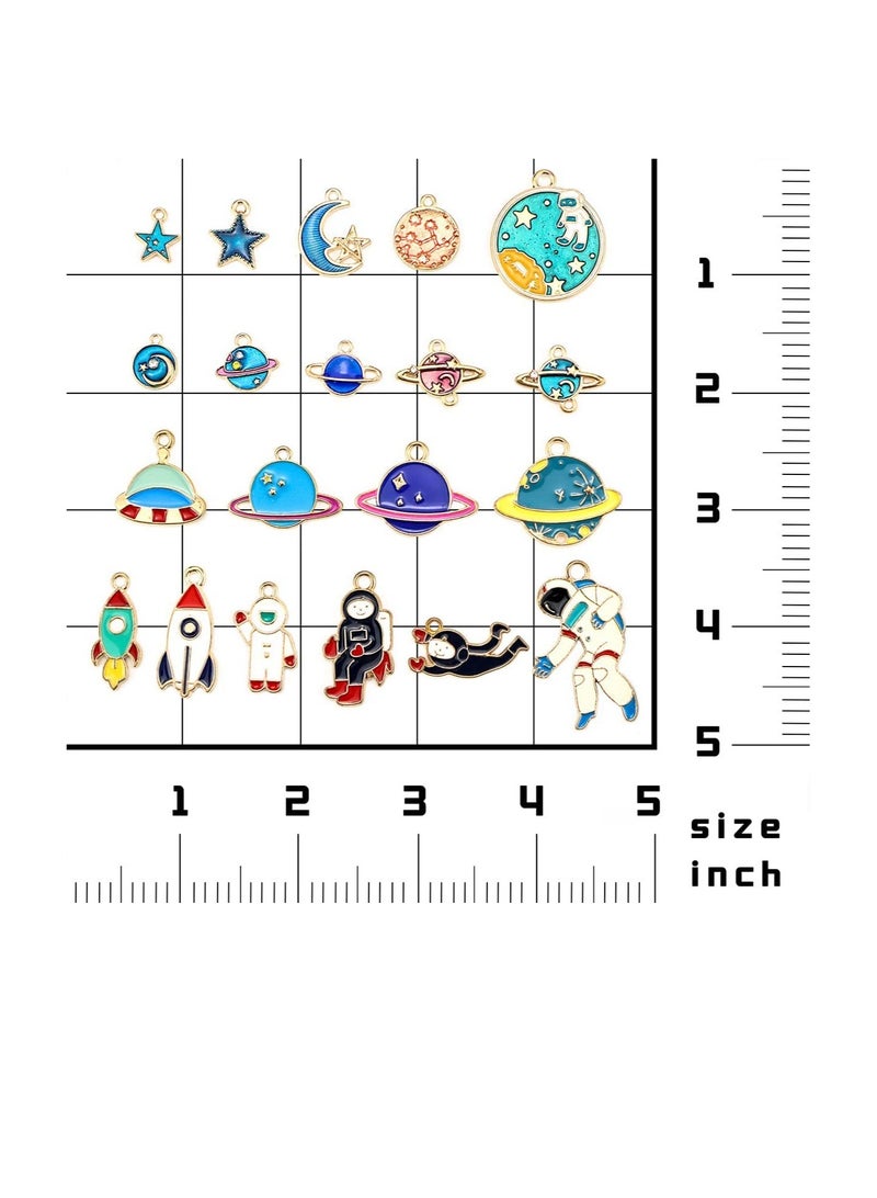 Barakah Space Theme Charm Assorted Gold Plated Enamel Mixed Astronaut Jupiter Rocket Planet Celestial Pendant,DIY for Necklace Bracelet Earring Moon Star Jewelry Making and Crafting - Image 5