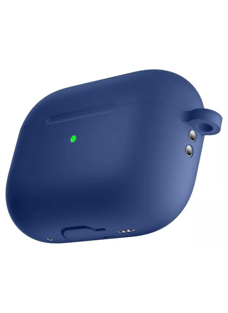 Generic - Compatible with AirPods Pro 2 2022 Case, Soft Silicone Full Body Protective Cover with Keychain Front LED Visible (Navy Blue) - Image 1