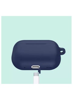 Generic Compatible with AirPods Pro 2 2022 Case, Soft Silicone Full Body Protective Cover with Keychain Front LED Visible (Navy Blue)  - Image 3