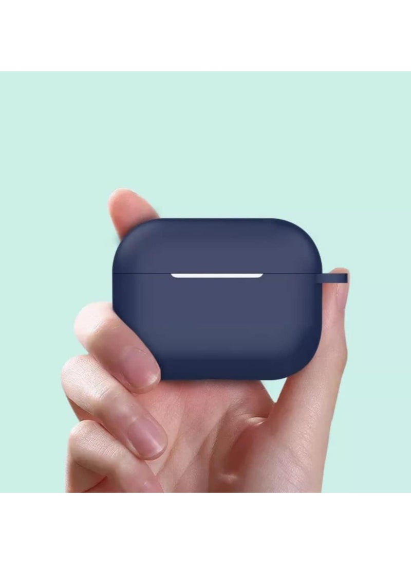 Generic - Compatible with AirPods Pro 2 2022 Case, Soft Silicone Full Body Protective Cover with Keychain Front LED Visible (Navy Blue) - Image 1