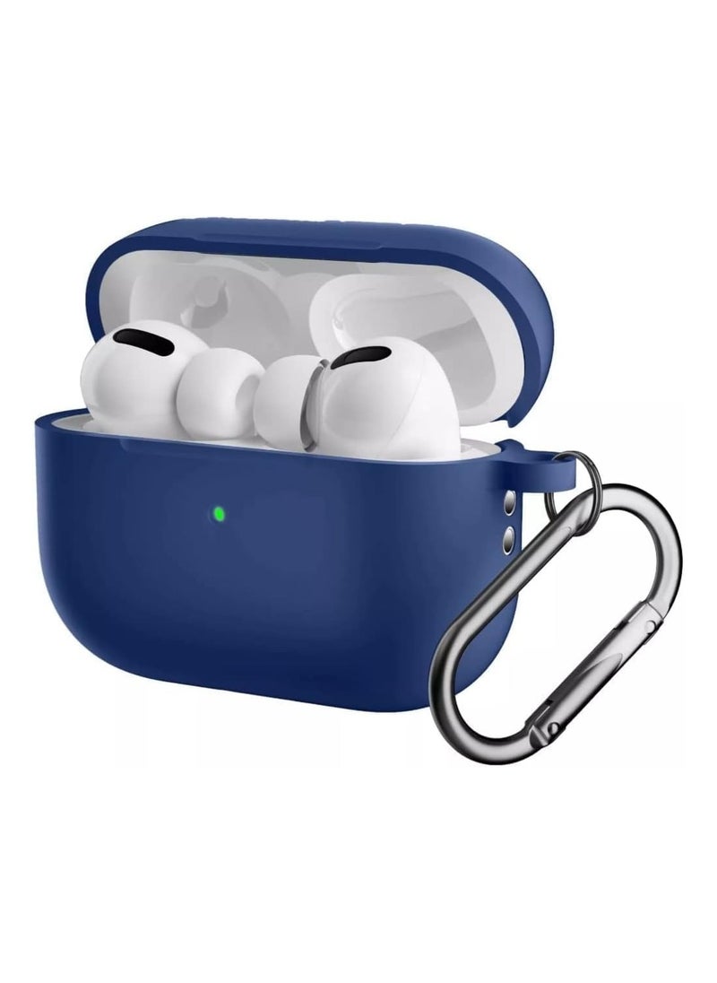 Generic - Compatible with AirPods Pro 2 2022 Case, Soft Silicone Full Body Protective Cover with Keychain Front LED Visible (Navy Blue) - Image 1