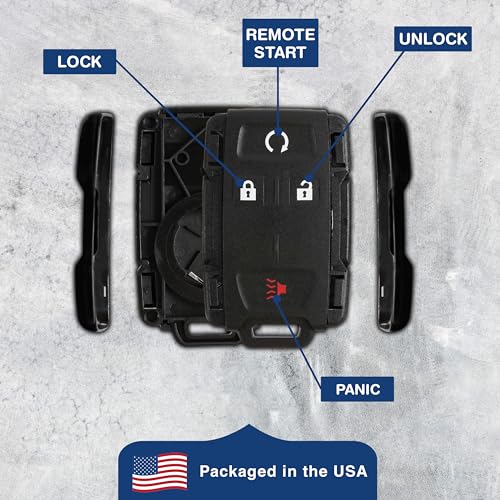 KeylessOption غطاء مفتاح KeylessOption بديل لسيارات شيفروليه سيلفرادو 2014 2015 2016 2017 2018 2019 سوبربان تاهو GMC سييرا يوكون، غلاف عن بُعد، 4 أزرار M3N-32337100، لا يتطلب برمجة - Image 5