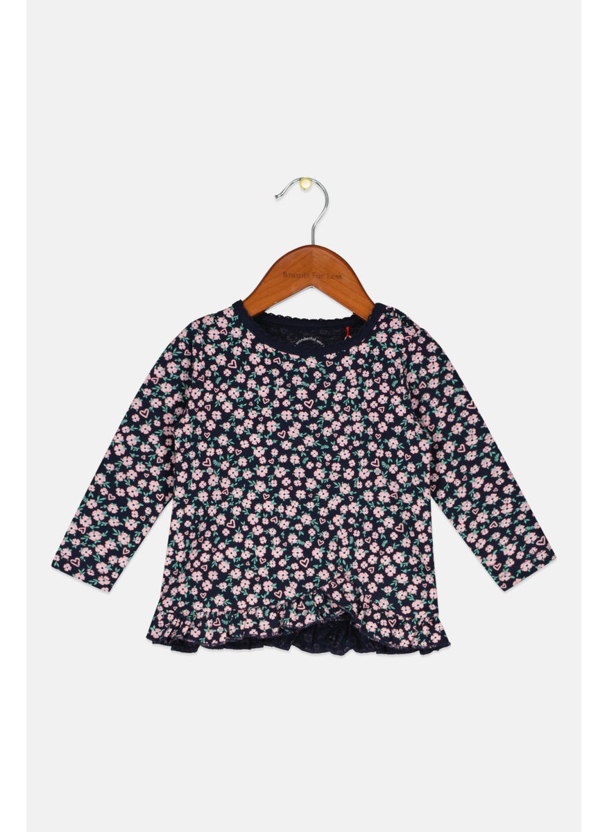 Toddlers Girl Floral Print Long Sleeve Top, Navy - pzsku/ZD91A7B4921008CD691B8Z/45/_/1724351357/d4384f64-3310-4091-832c-802ed24afe5b