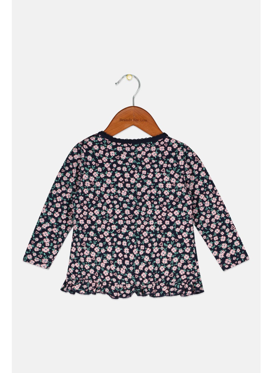 Toddlers Girl Floral Print Long Sleeve Top, Navy - pzsku/ZD91A7B4921008CD691B8Z/45/_/1724351390/ca8e8b93-5e60-4226-92fc-89dcbe537d1b