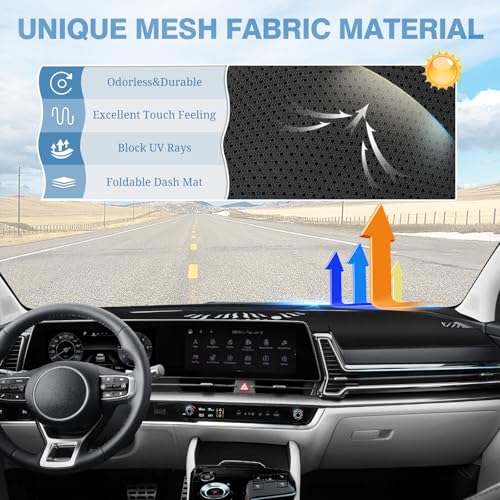 FIILINES Dash Cover for Kia Sportage 2023 2024 2025 (NQ5), Dashboard Cover Mat for Sportage Accessories Mesh Dash Mat Non-Slip No Glare Black - Image 3