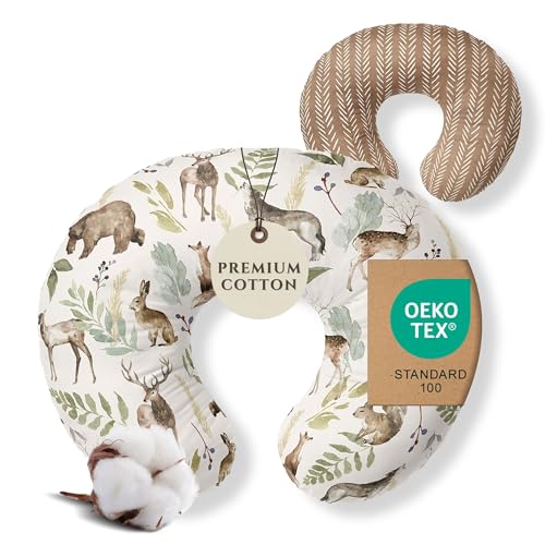 Pobibaby 1Pack Premium Nursing Pillow Cover Ultra Soft Stretchy 96 Cotton Breastfeeding Pillow Cover for Baby Boys and GirlsWildlife - Image 1