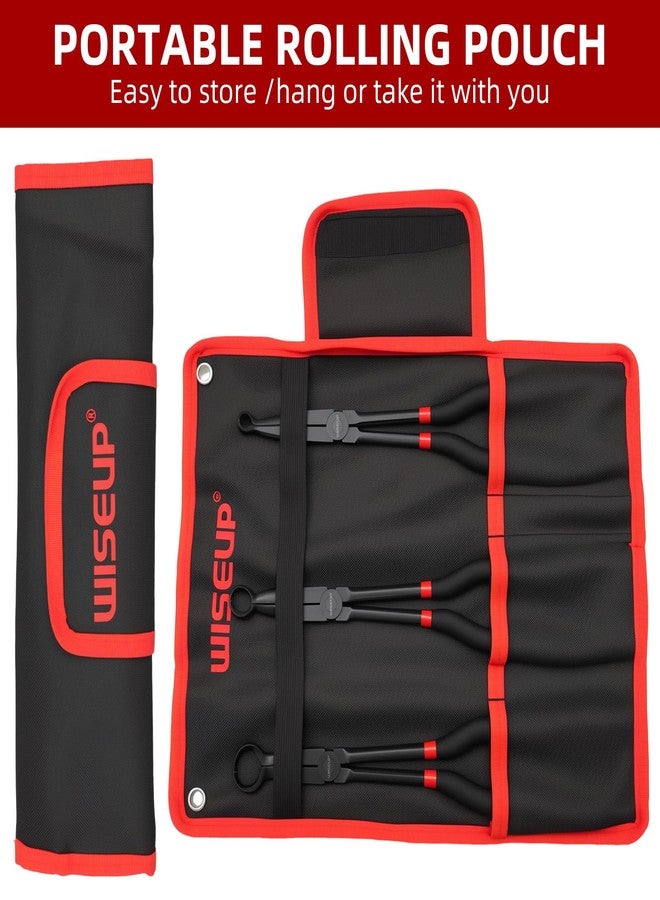 وايزأب مجموعة كماشة WISEUP ذات قبضة خرطوم طويلة بطول 11 بوصة، مكونة من 3 قطع، بقطر 5/16 بوصة، 1/2 بوصة، 3/4 بوصة، كماشة أنف على شكل حرف O لسهولة إزالة وتركيب خراطيم السيارات والتركيبات - Image 2