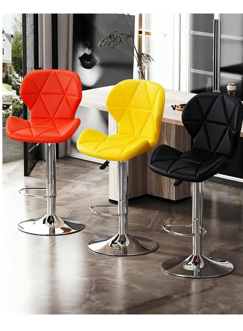 YY-Recheer Adjustable Swivel Bar Stool, Kitchen Swivel Chair with Footrest and Backrest, PU Leather Counter Stool for Dining Room, Bar - Image 2