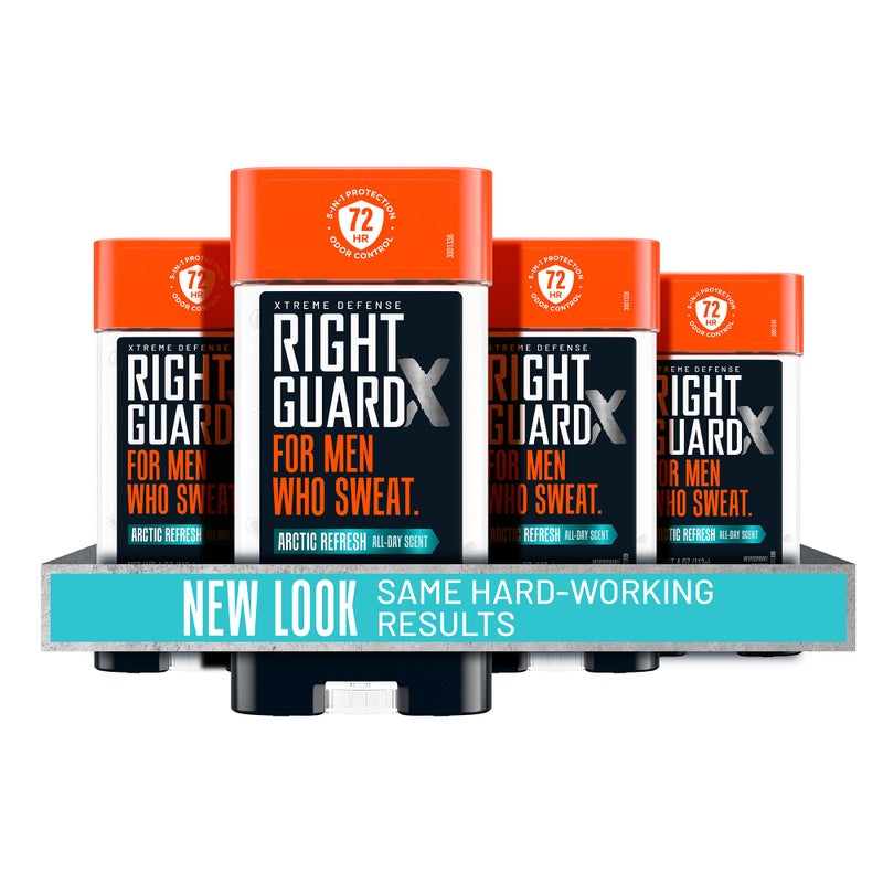 Right Guard جل مضاد للتعرق ومزيل للعرق Right Guard Xtreme Defense | حماية 5 في 1 للرجال | يمنع العرق لمدة أطول مرتين | التحكم في الرائحة لمدة 72 ساعة | رائحة Arctic Refresh، 4 أونصة (4 قطع) قد تختلف العبوة - Image 1