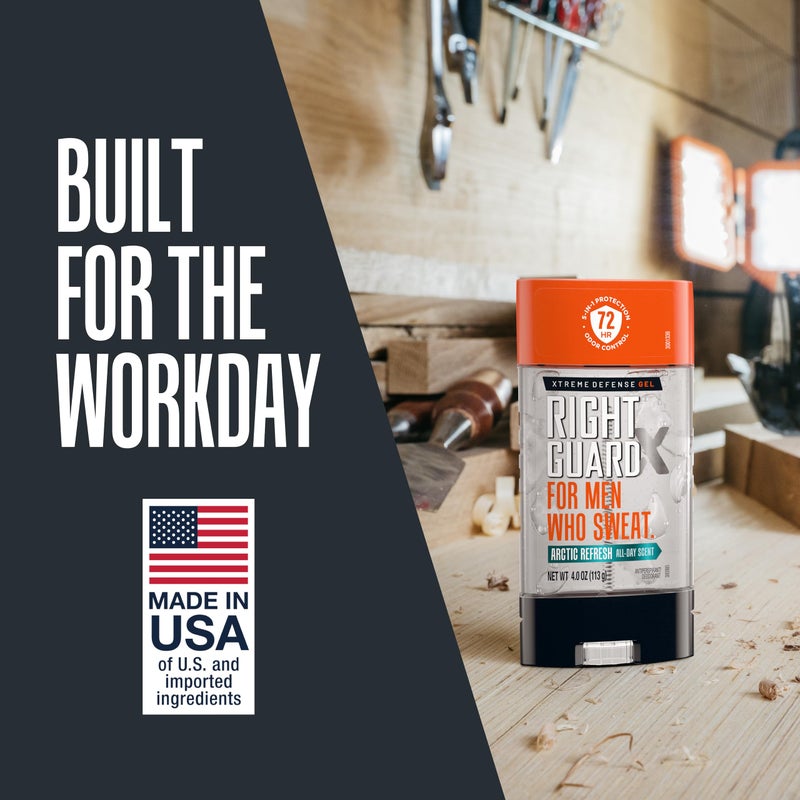 Right Guard جل مضاد للتعرق ومزيل للعرق Right Guard Xtreme Defense | حماية 5 في 1 للرجال | يمنع العرق لمدة أطول مرتين | التحكم في الرائحة لمدة 72 ساعة | رائحة Arctic Refresh، 4 أونصة (4 قطع) قد تختلف العبوة - Image 5