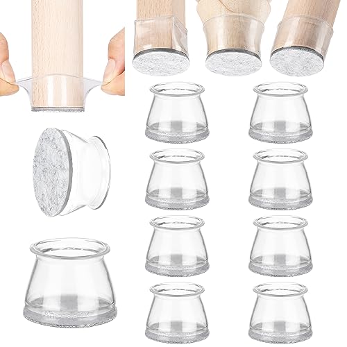 Aneaseit Chair Leg Floor Protectors  8 pcs Crystal Clear  Felt Bottom Silicone Pads for Hardwood Floors  Furniture Feet  Rubber Caps for Chairs  Medium