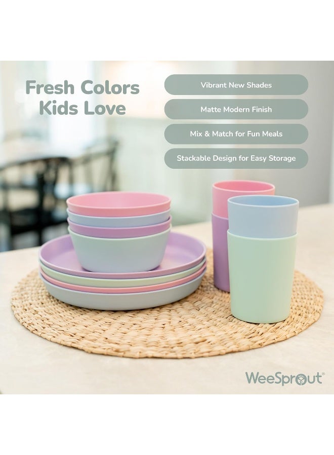 WeeSprout أطباق وي سبرات من الخيزران للأطفال - مجموعة 4 قطع (8" × 8" × 1") - Image 5