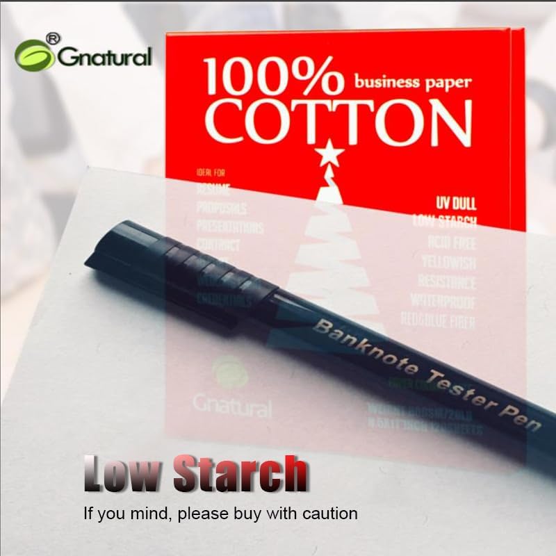 gnatural Business Paper 100% Cotton 21.6 x 27.9 cm 10.9 kg Inkjet Laser Printing Paper White Waterproof Watermark Paper 100 Sheets Low Strength - Image 2