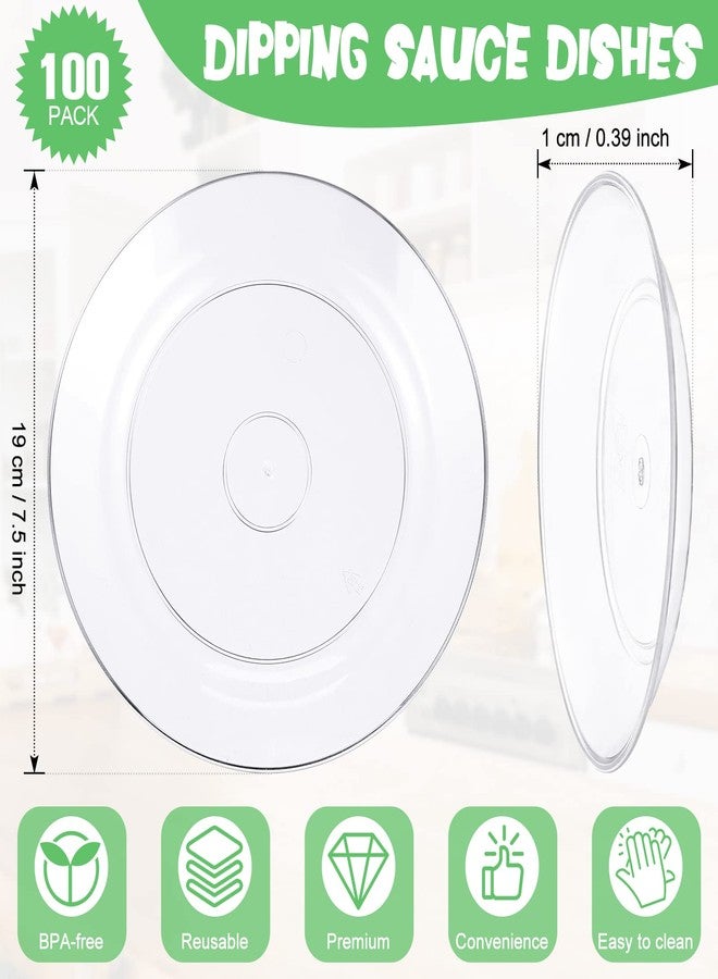 Zopeal 100 Pcs 7.5 Inch Clear Plastic Plates Disposable Dessert Plates Elegant Appetizer Crystal Dinner Heavy Duty Cake Round Salad for Wedding Party - Image 2