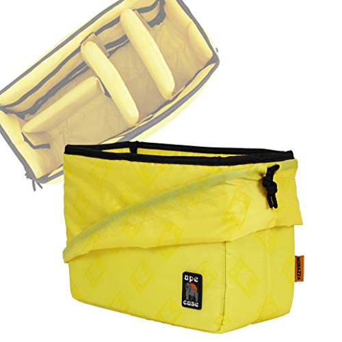 Ape Case Cubeze (ACQB 37) Flexible Padded Storage Bag; Removable & Adjustable Padded Inserts; Drawstring Closure; Hi-Vis Yellow Interior; Exterior Pockets for Accessories; Yellow - Image 5