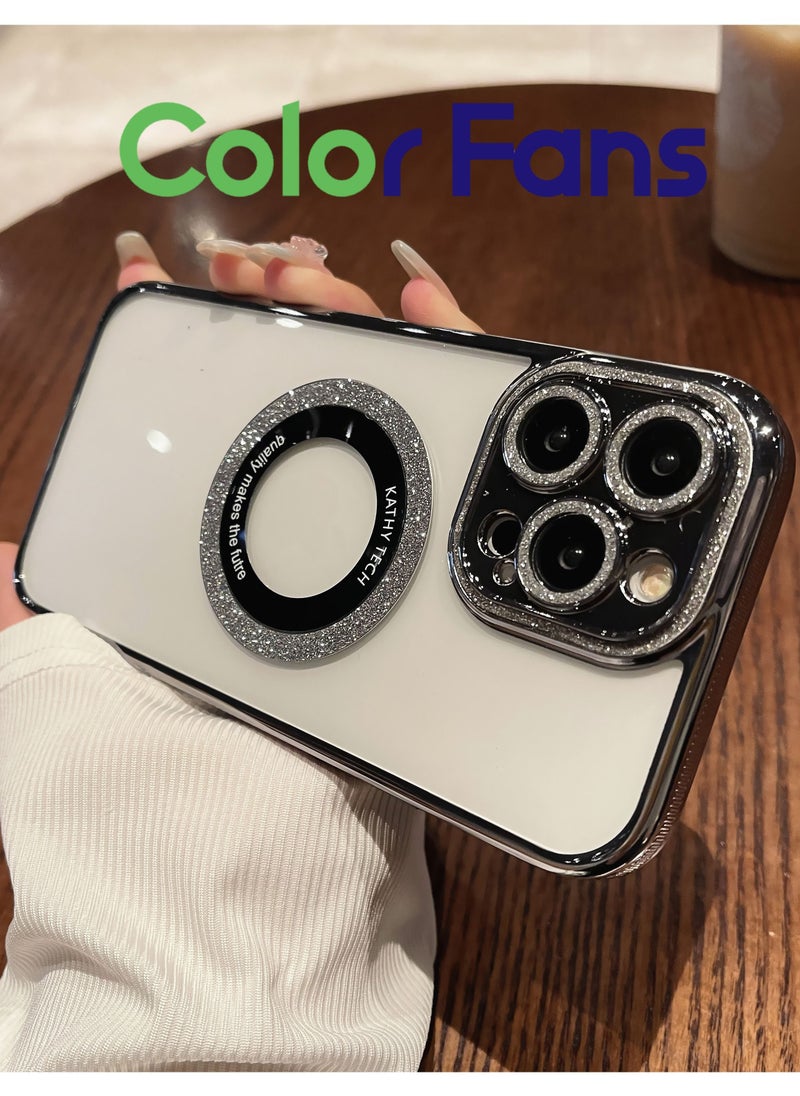 Color Fans - Cover for iPhone 12 Pro 6.1 inch Glitter Magnetic Phone Case Shiny Black - Image 1