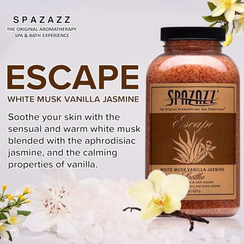 Spazazz SPZ-110 Escape Aromatherapy Crystals Container, 22-Ounce, White Musk Jasmine Vanilla Soothe - Image 4