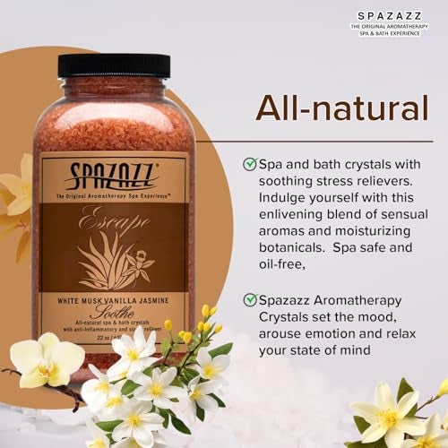 Spazazz SPZ-110 Escape Aromatherapy Crystals Container, 22-Ounce, White Musk Jasmine Vanilla Soothe - Image 5
