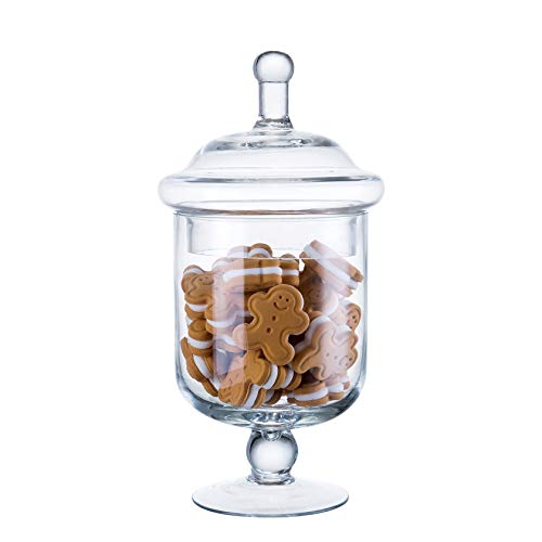Diamond Star Clear Glass Apothecary Jars, Small Candy Buffet Display Elegant Storage Jar, Decorative Wedding Candy Organizer Canisters (Height: 9" Body: 5"; 22 FL.OZ) - Image 1