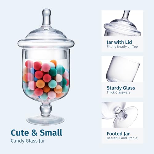 Diamond Star Clear Glass Apothecary Jars, Small Candy Buffet Display Elegant Storage Jar, Decorative Wedding Candy Organizer Canisters (Height: 9" Body: 5"; 22 FL.OZ) - Image 3