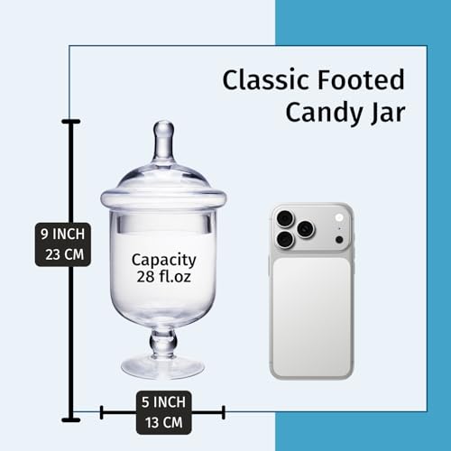 Diamond Star Clear Glass Apothecary Jars, Small Candy Buffet Display Elegant Storage Jar, Decorative Wedding Candy Organizer Canisters (Height: 9" Body: 5"; 22 FL.OZ) - Image 2