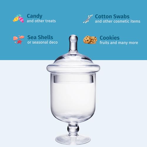 Diamond Star Clear Glass Apothecary Jars, Small Candy Buffet Display Elegant Storage Jar, Decorative Wedding Candy Organizer Canisters (Height: 9" Body: 5"; 22 FL.OZ) - Image 4