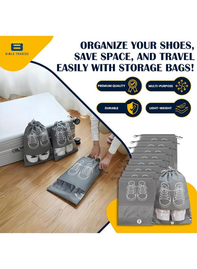 BTfash Shoes Bag for Travel & Storage Organizer for Men & Women | Travel Accessories | Shoe Organizer | Shoe Cover for Travel Essentials (Grey,Pack of 9) - Image 2