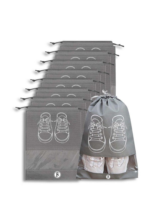 BTfash Shoes Bag for Travel & Storage Organizer for Men & Women | Travel Accessories | Shoe Organizer | Shoe Cover for Travel Essentials (Grey,Pack of 9) - Image 1