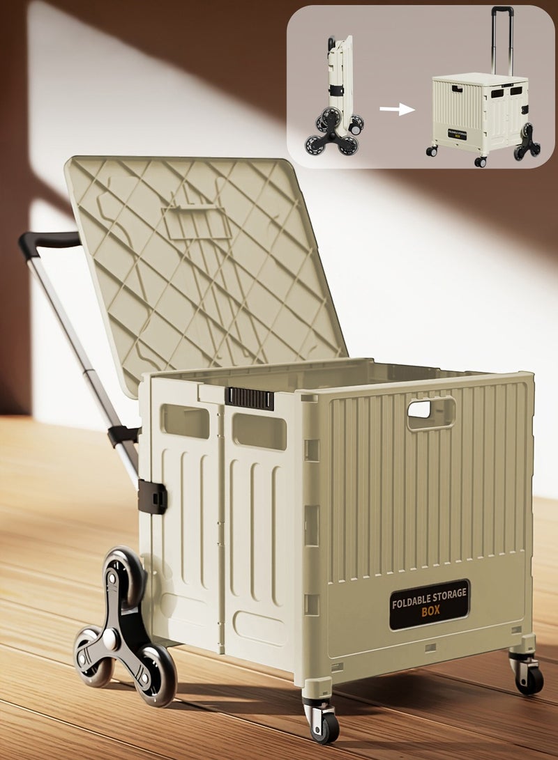 Folding Shopping Trolley with Stair Climbing Wheels，Adjustable Height Grocery Cart with Cover，Multifunctional Storage Cart，Durable and Sturdy, for Groceries Travel Picnic Camping Office - Image 1