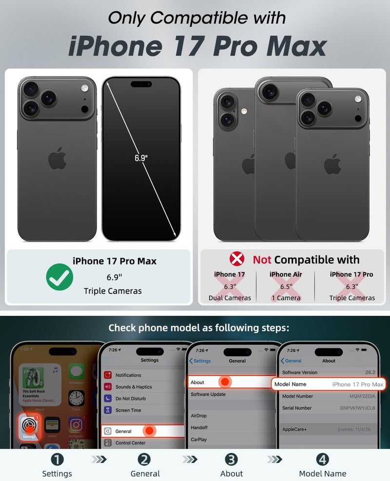 OCASE for iPhone 17 Pro Max Crossbody Wallet Case - Stylish PU Leather Handbag Phone Purse with Zipper Closure, Card Slots & RFID Blocking - Wrist Strap, Lanyard, Kickstand - Diamond Check Black - Image 2