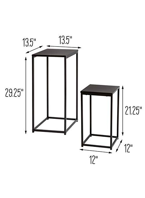 INDIAN DECOR 48354 Modern Nesting Side Table Set of 2 Tall Frame Nesting Tables Black