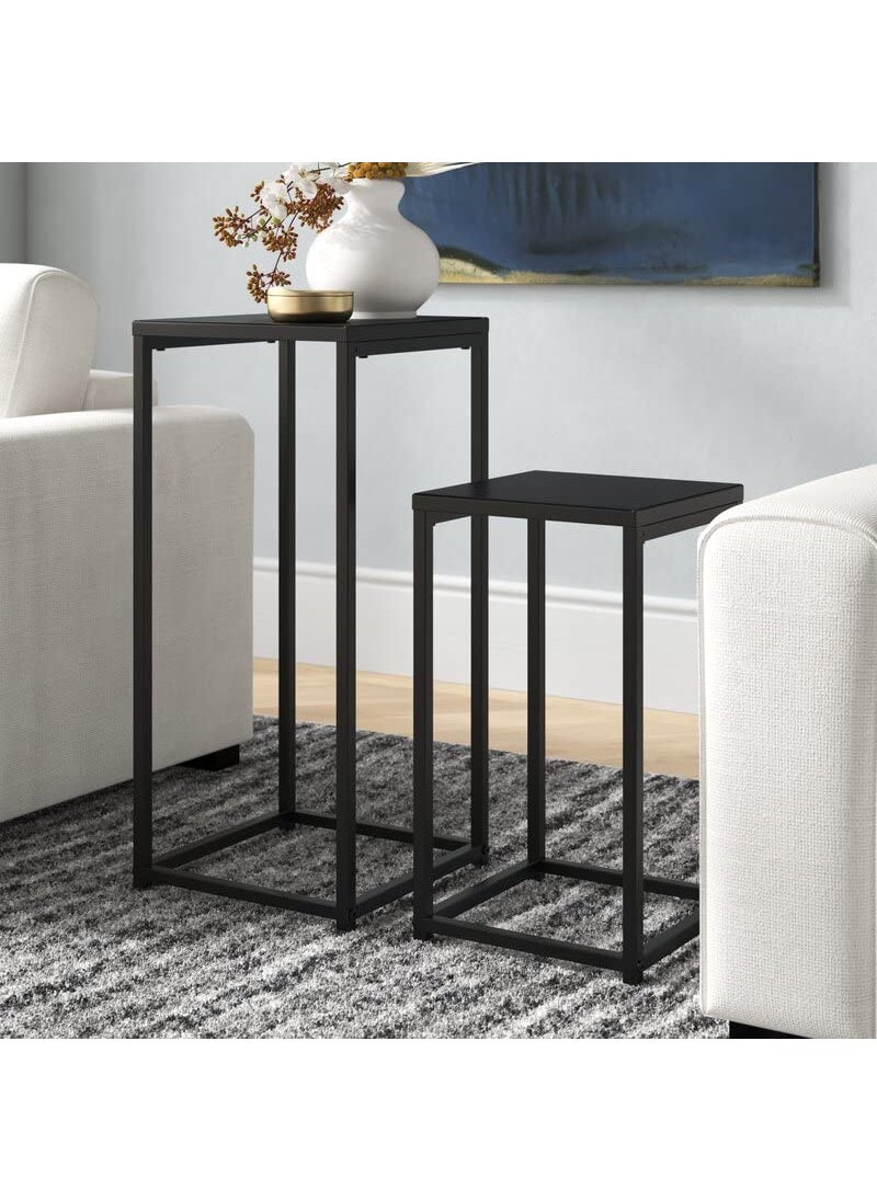 INDIAN DECOR 48354 Modern Nesting Side Table Set of 2 Tall Frame Nesting Tables Black
