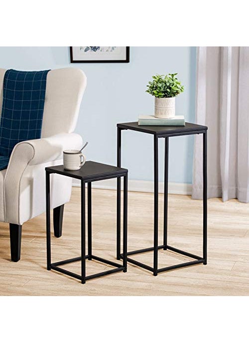 INDIAN DECOR 48354 Modern Nesting Side Table Set of 2 Tall Frame Nesting Tables Black