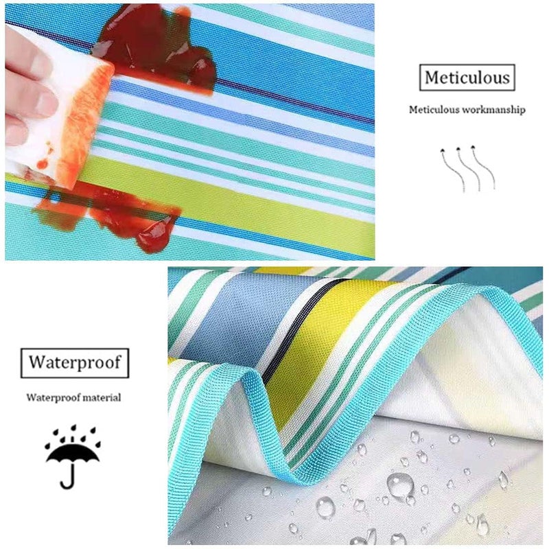 GRABIT Picnic Blanket | Beach Picnic mat for Indoor & Outdoor, Sandproof Waterproof Larger Mat for Travel, Camping, Hiking, Park Grass,Handy Mat Tote, Foldable (Blue Line, Fabric) (150 X 100 CM) - Image 5