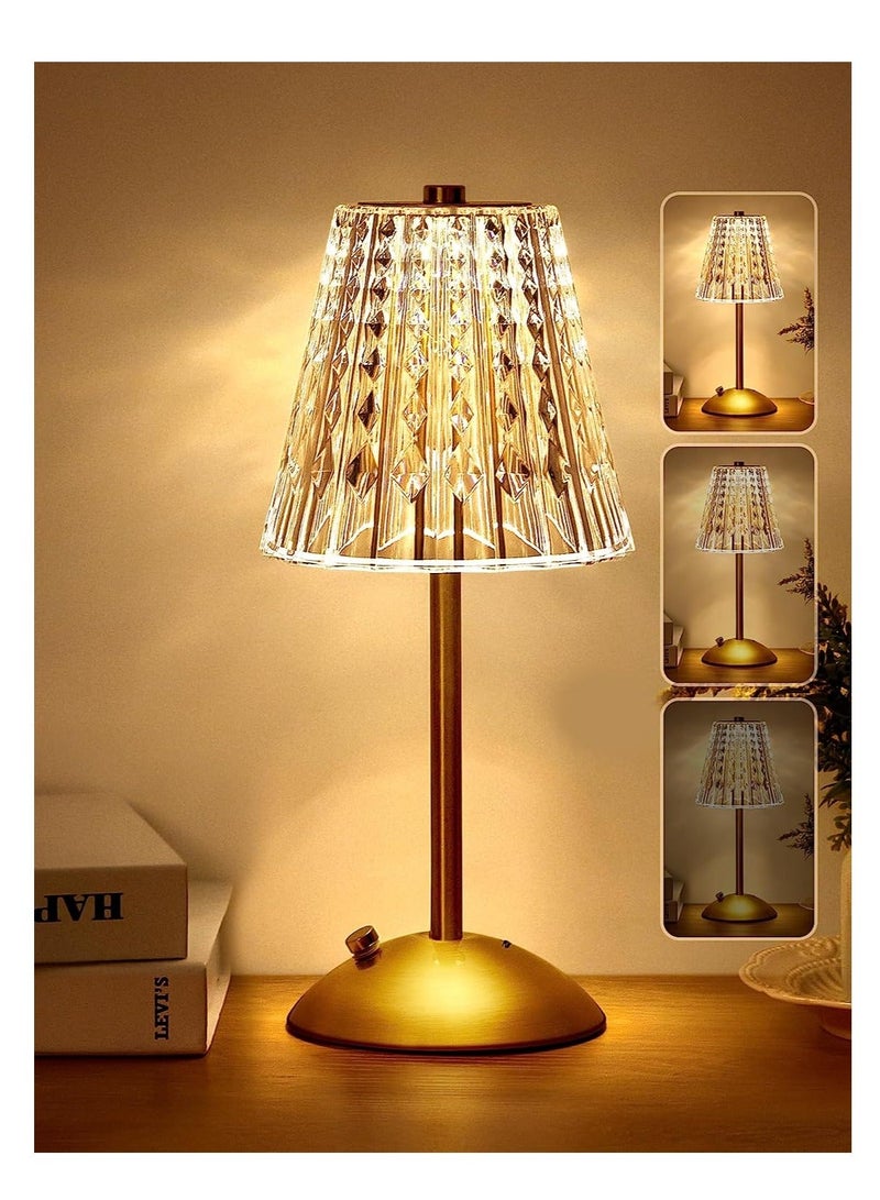 Y&D Crystal Table Lamp, Bedside Lamp with Touch Control, 10-Way Dimmable 3 Colors Rechargeable Cordless for Bedroom, Lamps Bedroom Living Room Dinner Bar - Image 1