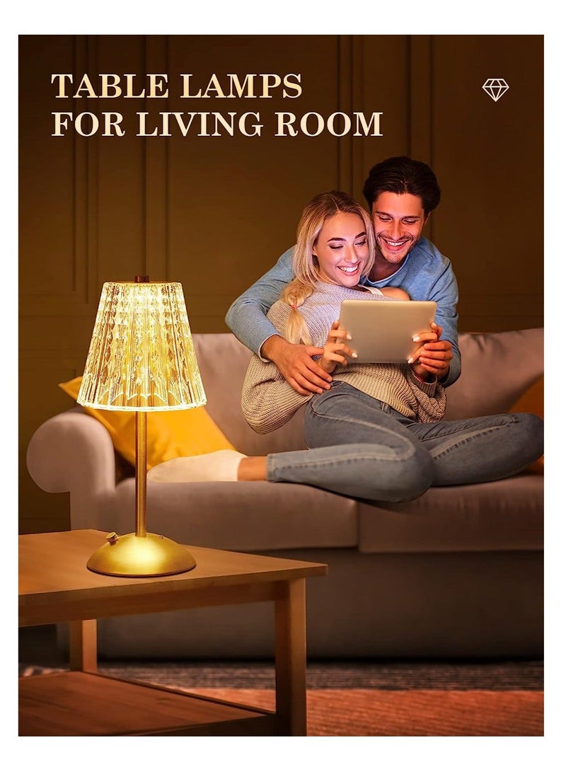 Y&D Crystal Table Lamp, Bedside Lamp with Touch Control, 10-Way Dimmable 3 Colors Rechargeable Cordless for Bedroom, Lamps Bedroom Living Room Dinner Bar - Image 3