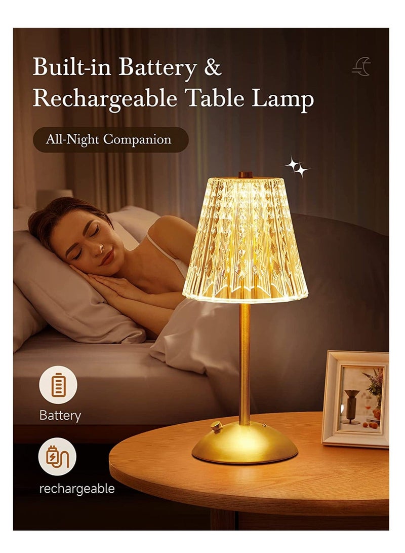Y&D Crystal Table Lamp, Bedside Lamp with Touch Control, 10-Way Dimmable 3 Colors Rechargeable Cordless for Bedroom, Lamps Bedroom Living Room Dinner Bar - Image 2