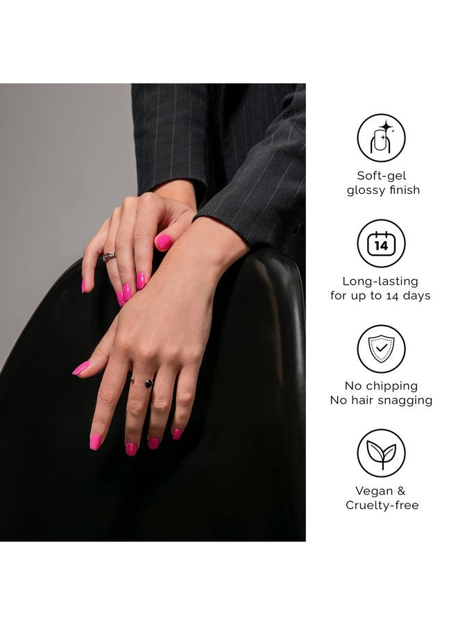 NAILOG Semi Cured Gel Nail Strips│20Pcs Extra Long Nail Polish Strips│Nail Stickers With Glossy Gel Finishing│Pink Bomb - Image 3