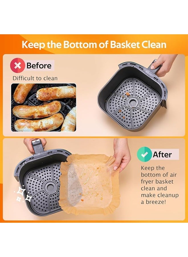 Air Fryer Liners Disposable, 100 PCS Non-stick Parchment Paper Liners Round, Grease Proof Bakery Baking Paper for Airfryer Basket Roasting, Oil-proof, Food Grade, Air Fryer Accessories - Image 4